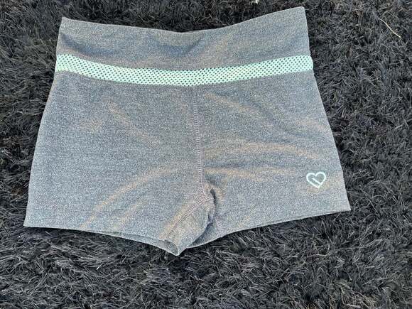 Live Love Dream Pants - Live Love Dream Grey Heathered Mesh Waistband Athletic Shorts